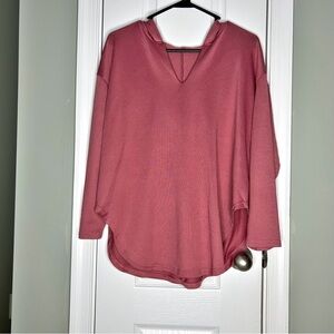 SHEIN Curve Dusty Rose Pink Lightweight  Hoodie